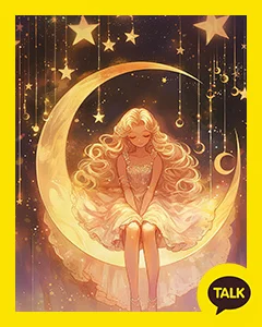 A Fairy Sitting On A Crescent Moon Swing 카카오톡 테마 카톡테마 무료 다운로드
