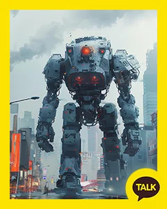 A Gray Robot That Emits Red Light 카카오톡 테마 카톡테마 무료 다운로드