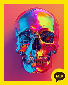 A Holographic Shiny Skull In Red Light 카카오톡 테마 카톡테마 무료 다운로드