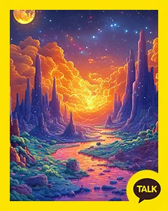 A Purple Planet With A Sunset Falls 카카오톡 테마 카톡테마 무료 다운로드