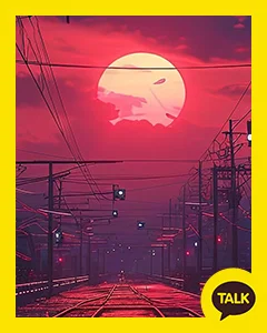 A Railroad Track In The Red Sunset 카카오톡 테마 카톡테마 무료 다운로드