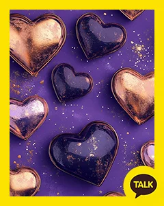 Glowing Purple And Gold Hearts 카카오톡 테마 카톡테마 무료 다운로드