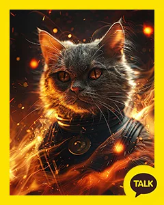 The Cat Warrior In The Flame 카카오톡 테마 카톡테마 무료 다운로드