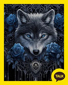 The Gray Wolf Among The Blue Roses 카카오톡 테마 카톡테마 무료 다운로드