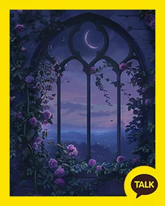 The Rose Garden On A Crescent Moon Night 카카오톡 테마 카톡테마 무료 다운로드