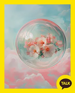 White Flowers In Air Bubbles 카카오톡 테마 카톡테마 무료 다운로드